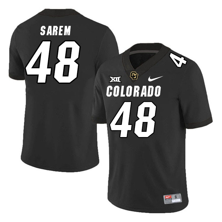 Colorado Buffaloes #48 Christian Sarem Big 12 Conference College Football Jerseys Stitched Sale-Black